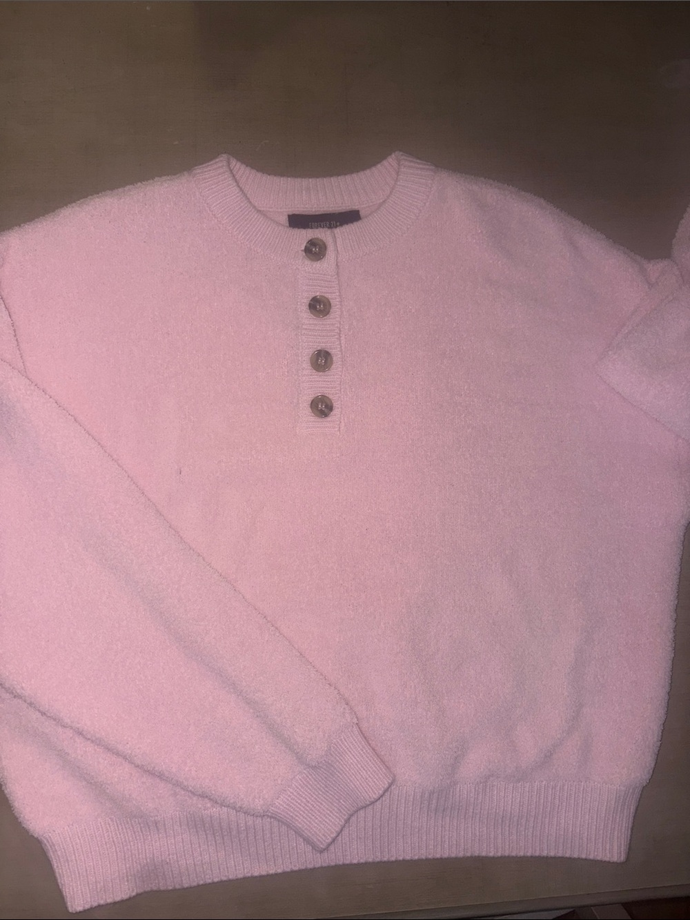 Women’s Pink Henley Button Knit Sweater